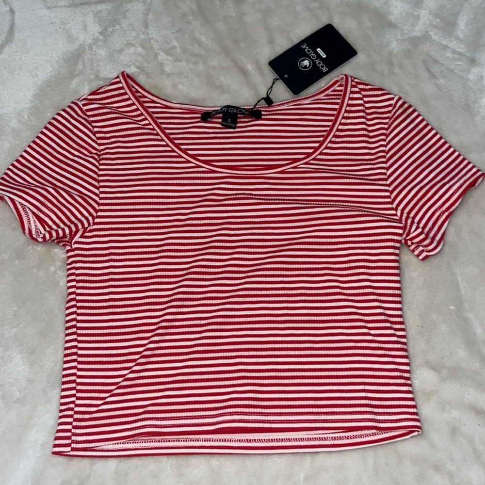 Red and white striped shirt 🤍